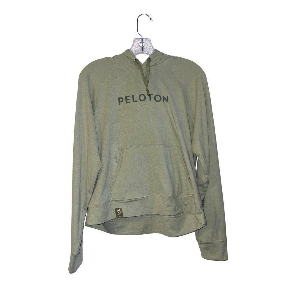 Peloton Sage Green Soft Dream-blend Hoodie & Jade Green Capri Medium Workout Set - Picture 7 of 9
